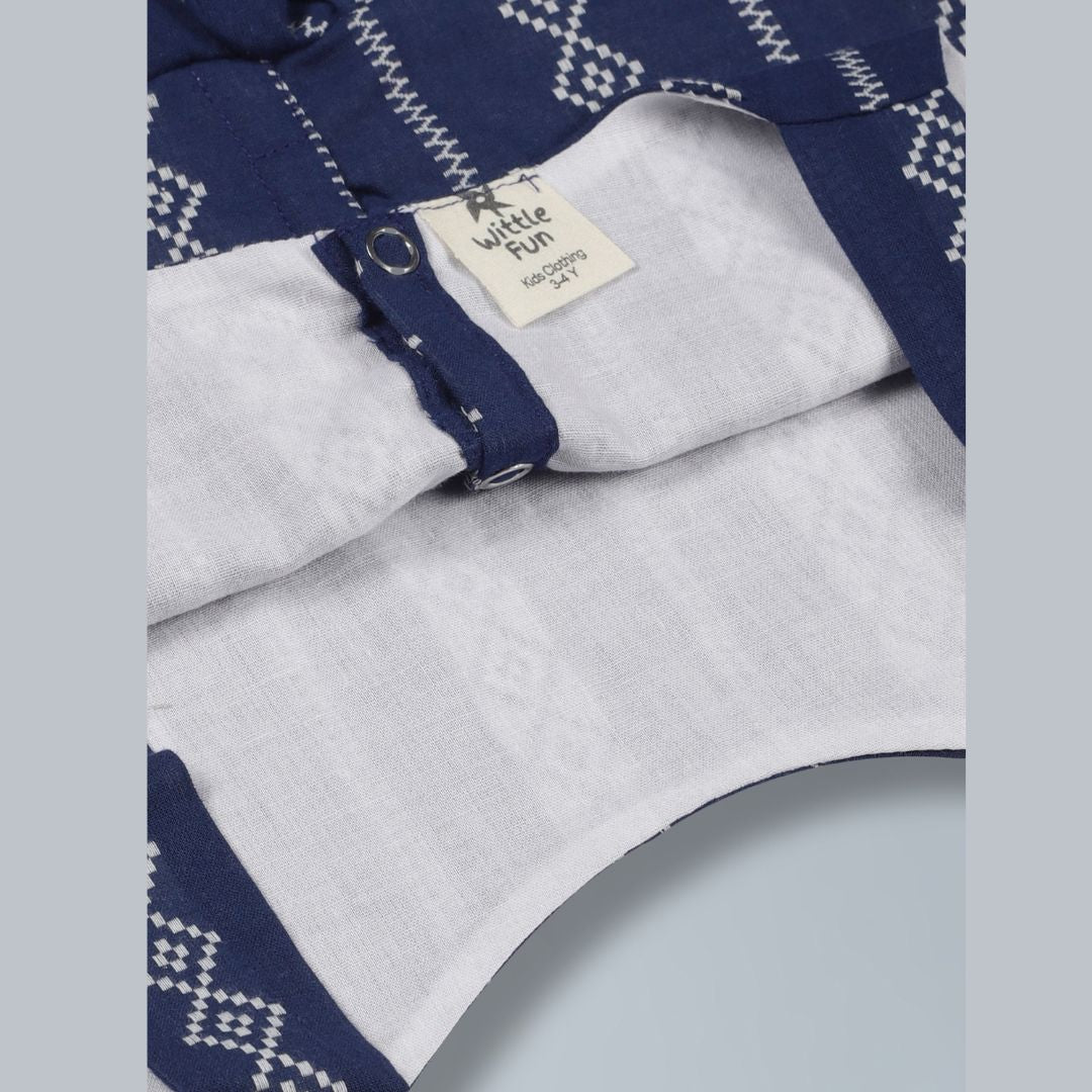 100% Cotton Sleeveless Co-ord set with stripe print Top And Pant Set - Blue