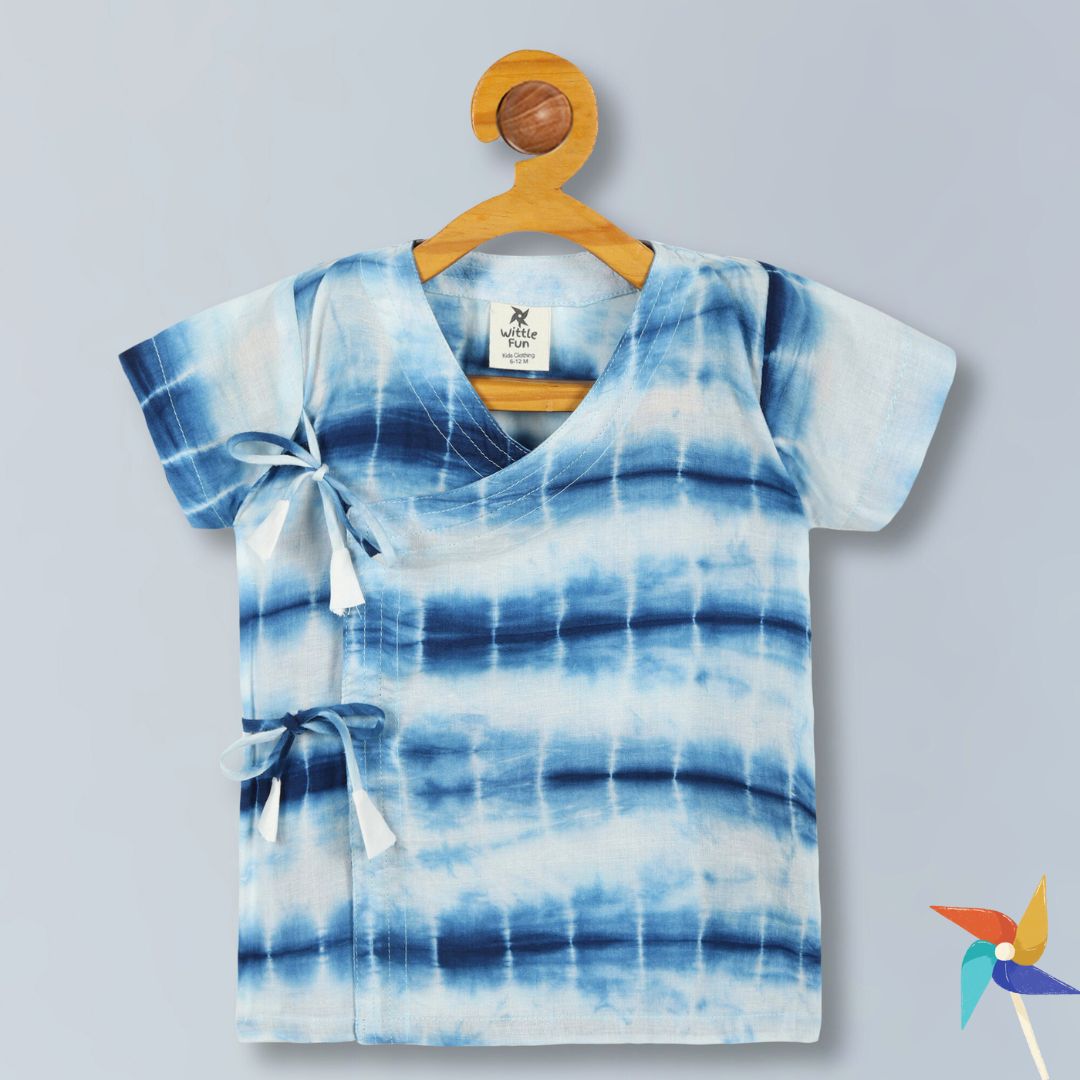 100%Cotton Angarakha Kurta Pajama for Babies - Indigo Blue