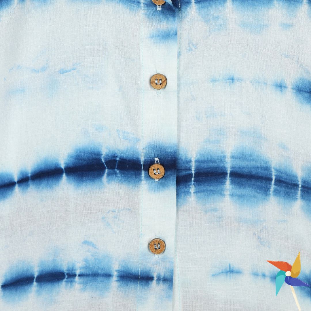 100% Cotton extremely comfortable co-ord set Shirt and Shorts - Boys Indigo Blue