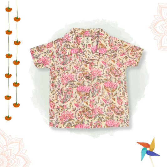 100%Cotton Shirt for Boys - Multicolor with floral designn