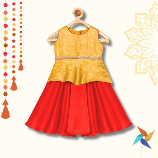 Lehenga choli for baby - Red & Yellow