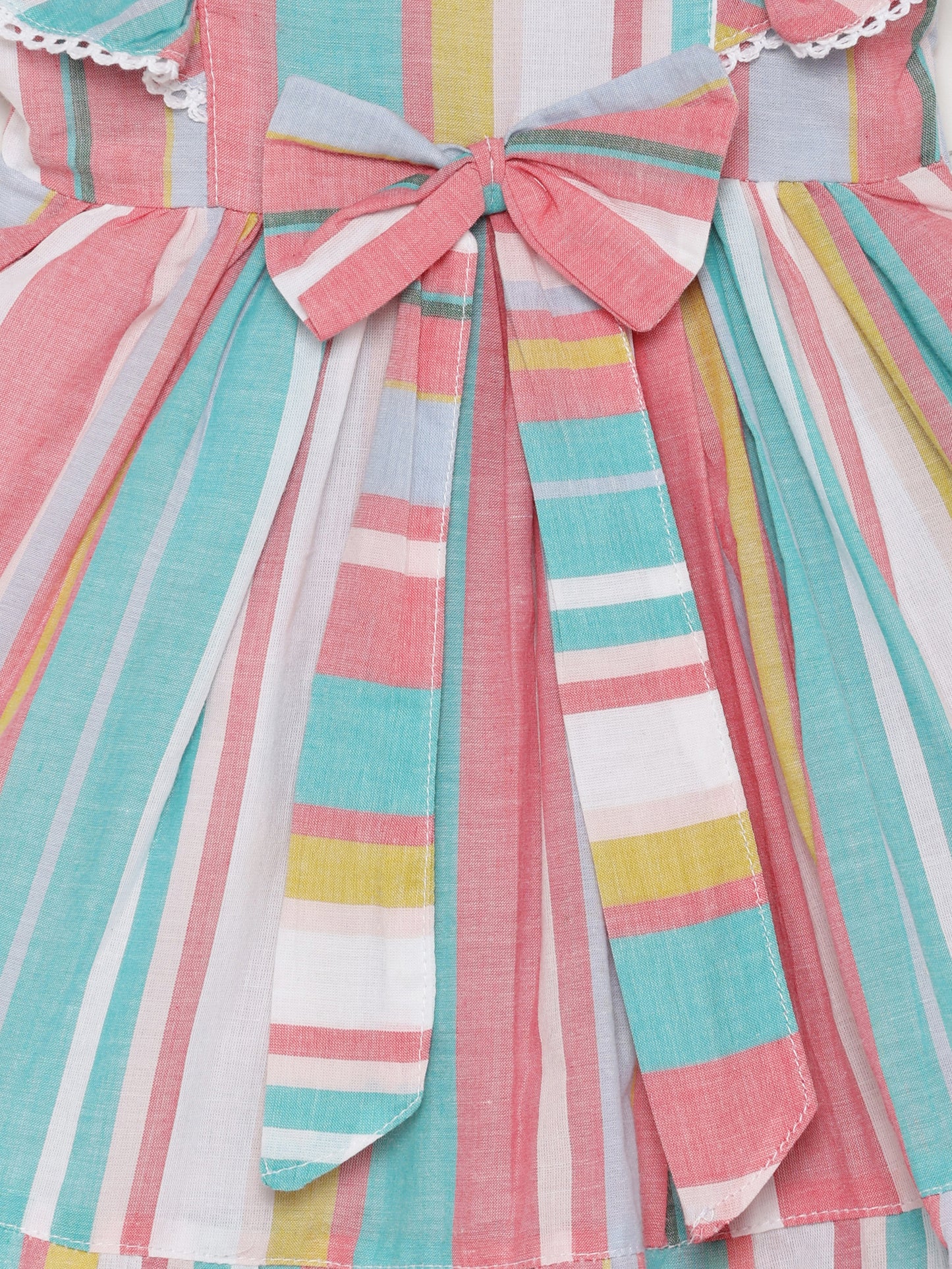 100% Cotton Sleeveless Frock Stripped Print - Pink & Blue