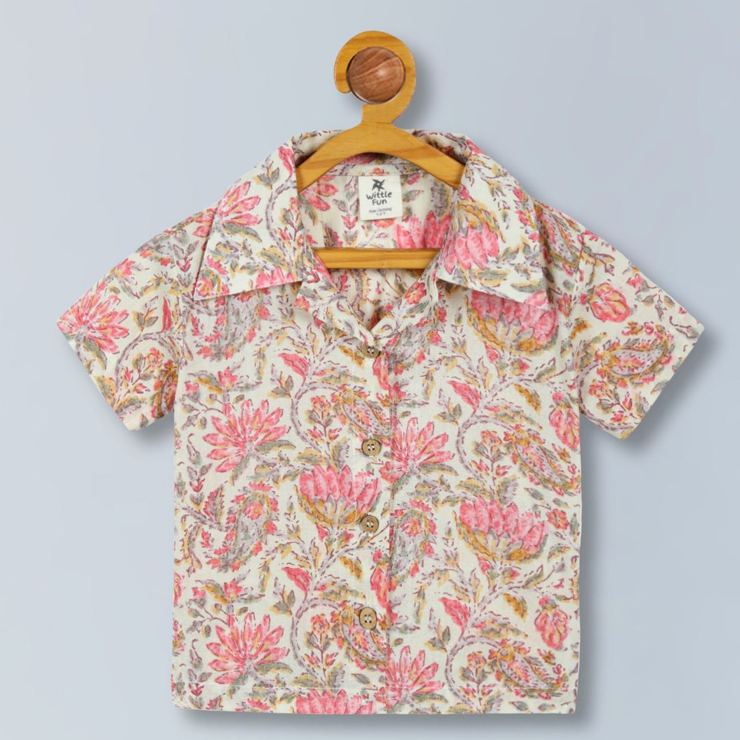 100%Cotton Shirt for Boys - Multicolor with floral designn