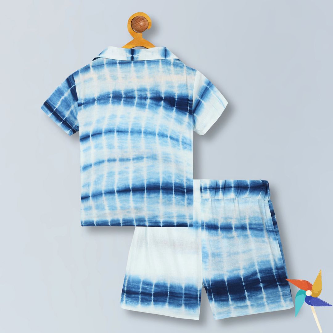 100% Cotton extremely comfortable co-ord set Shirt and Shorts - Boys Indigo Blue