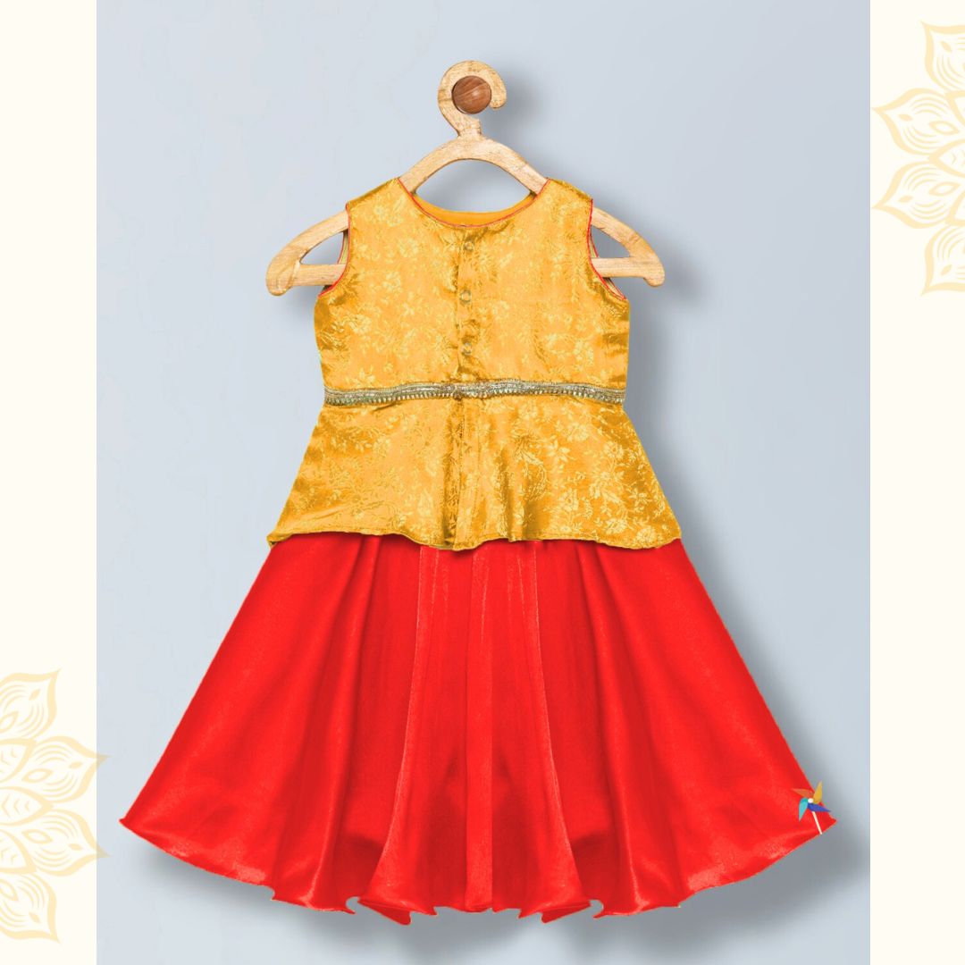 Lehenga choli for baby - Red & Yellow