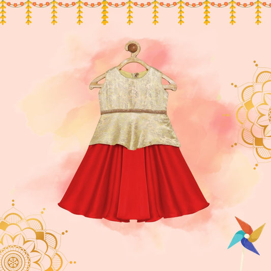 Lehenga choli for baby - Red & Golden